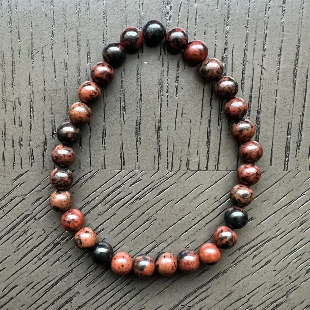 Mohagany obsidian bracelet 6mm SIZE 6.5-7’